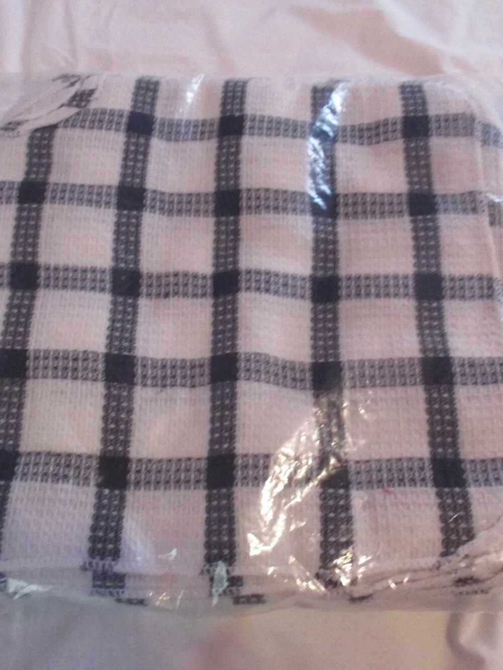 Cotton Checkered Pattern Dish Cloth (12x12) and Vegetable Brush